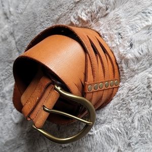 Linea Pelle Brown Leather Western Waist Belt Size Medium